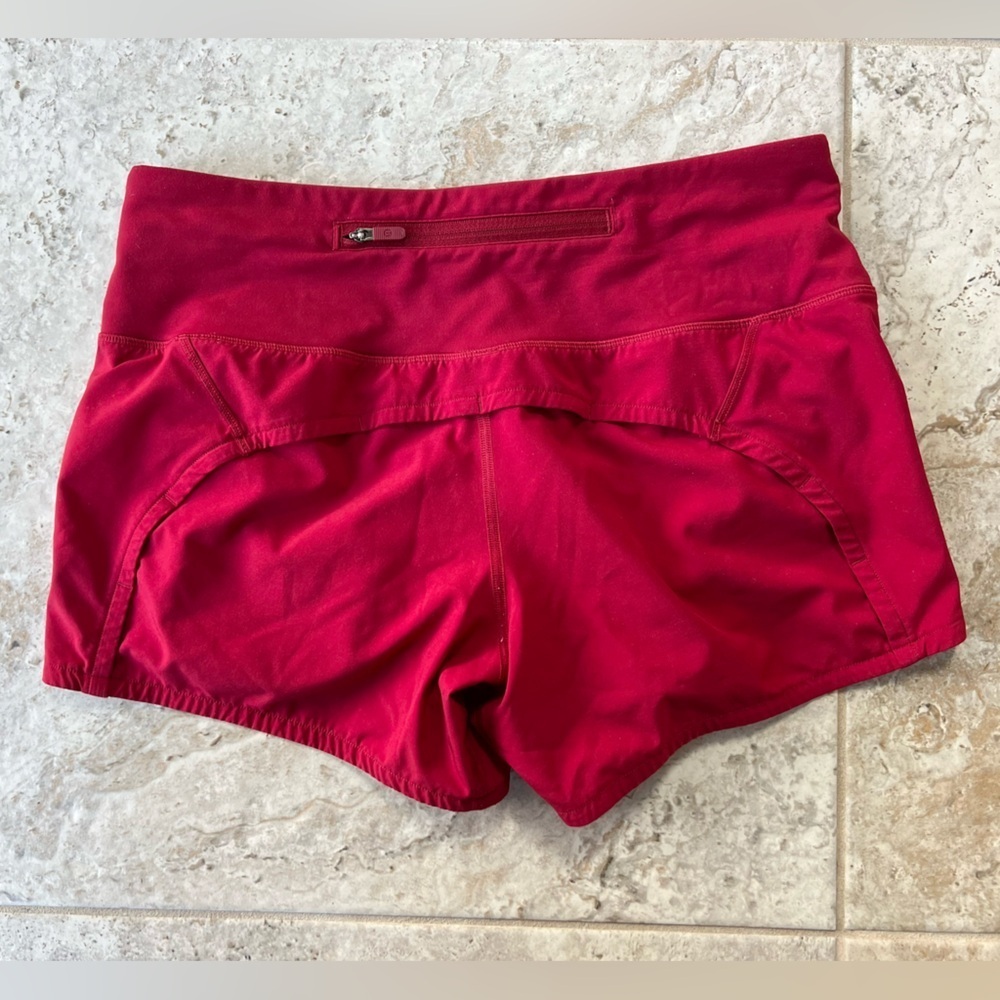 Lululemon Run Times Shorts II 4” Lightweight Low Rise Athletic Pockets Red, 4 - Picture 7 of 12